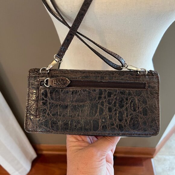 Brighton Gray Leather Embossed Wallet/Crossbody - Picture 3 of 9